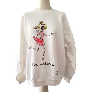 Hamwear 90's Vintage Women's White Graphic Sweatshirt One Size Fits All